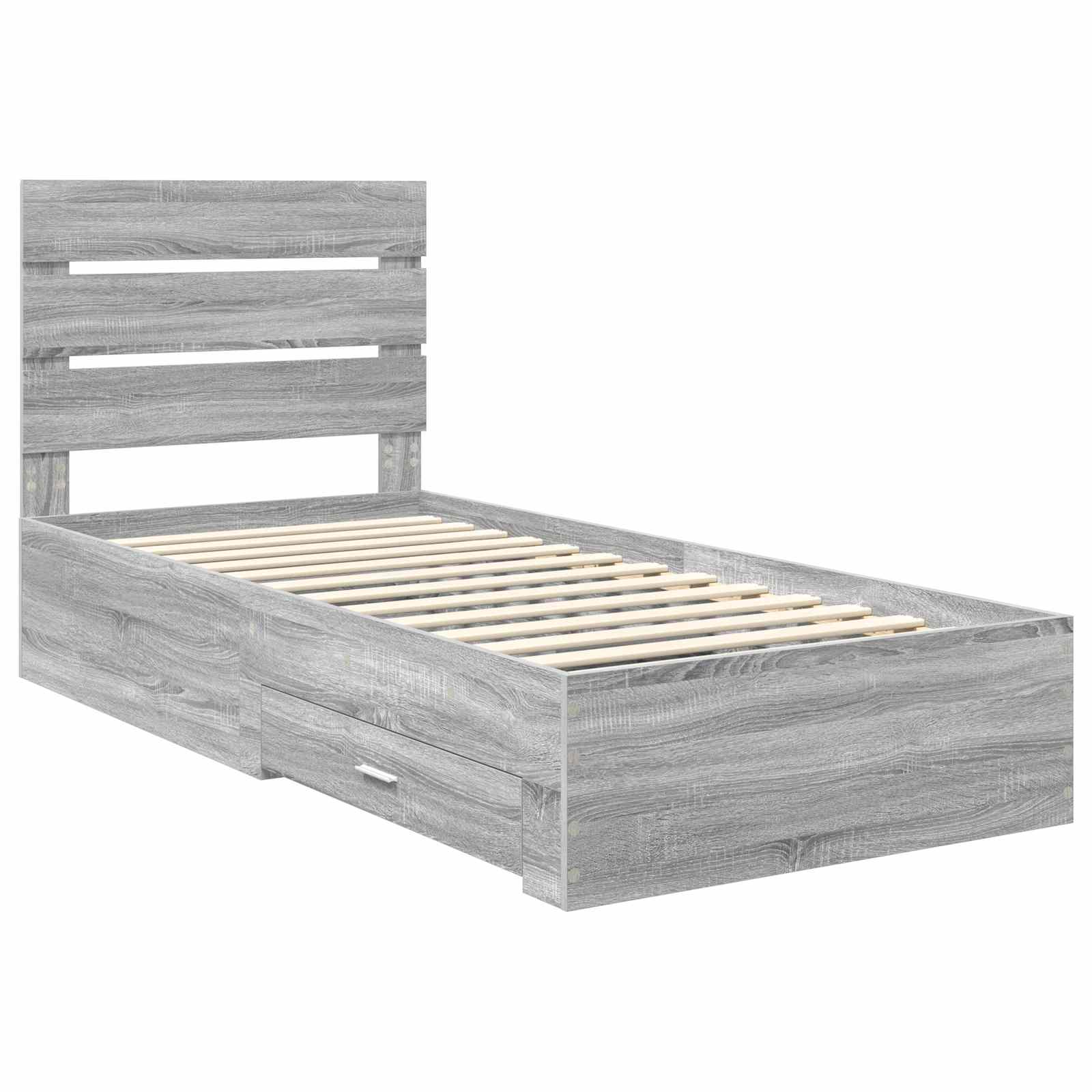 Krevetna konstrukcija Sivi Sonoma i srebrna 75 x 190 cm