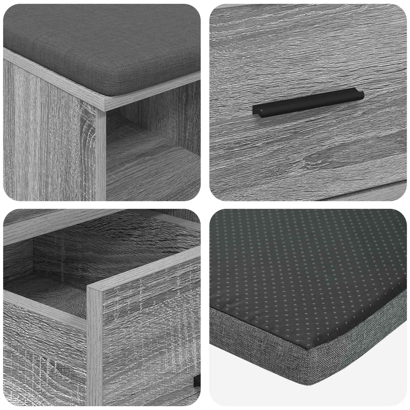Klupa za hodnik s jastukom Sivi Sonoma 60 x 38 x 46 cm