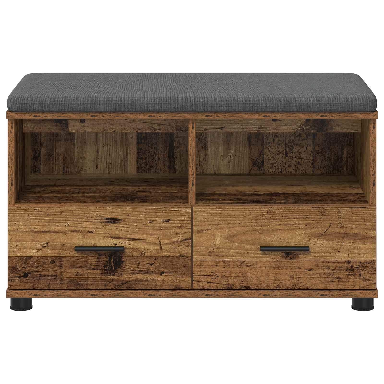 Klupa za hodnik s jastukom s policom Staro drvo 80 x 38 x 46 cm