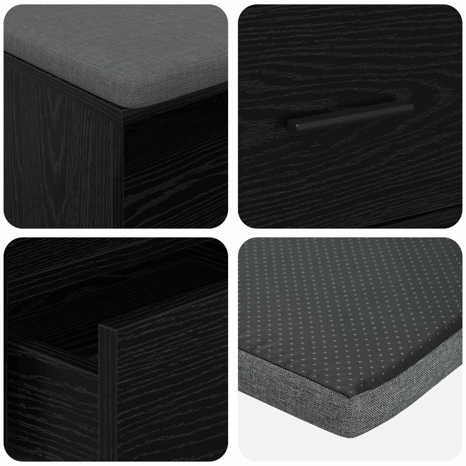 Klupa za hodnik s jastukom Crni Hrast 100 x 38 x 46 cm