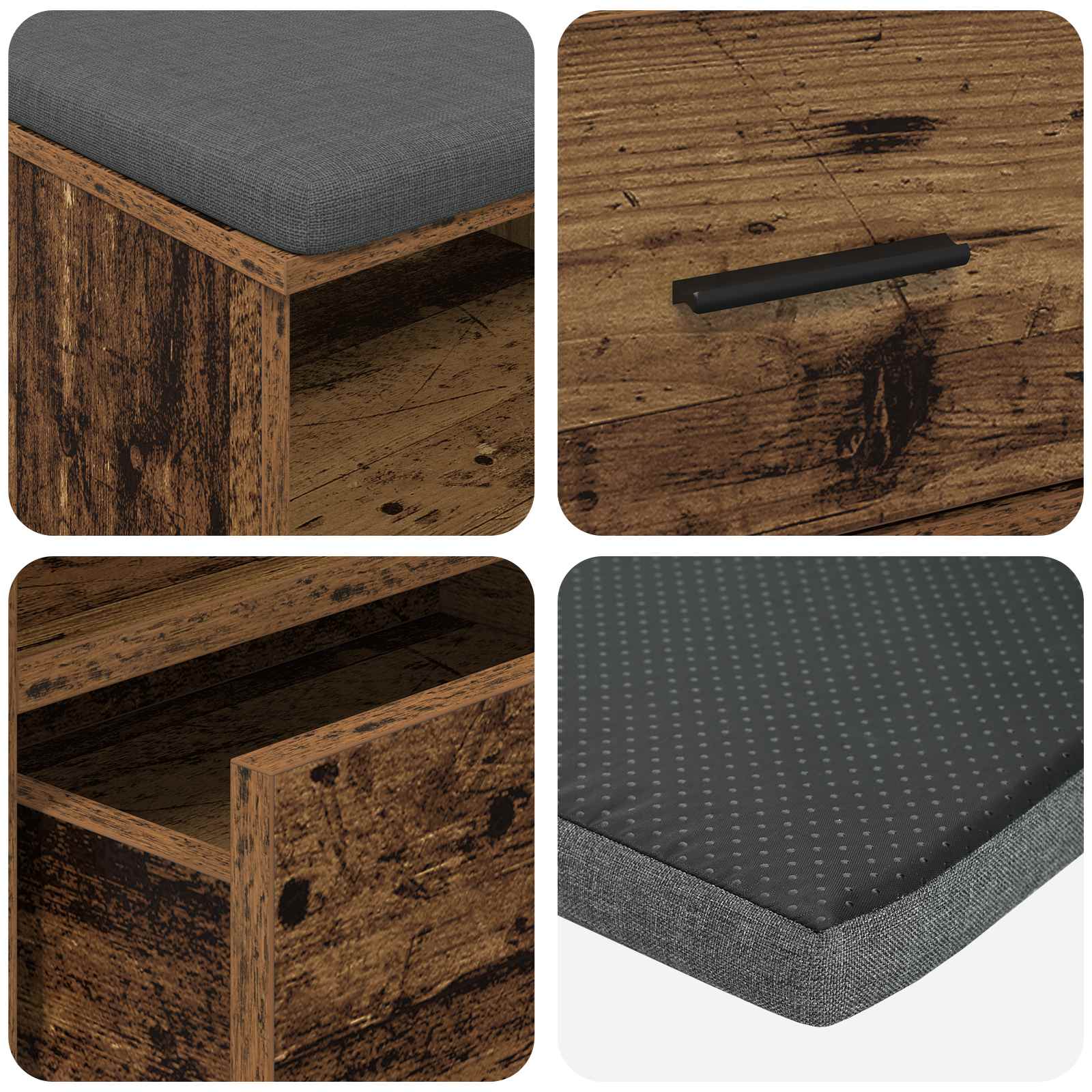 Klupa za hodnik s jastukom Staro drvo 100 x 38 x 46 cm