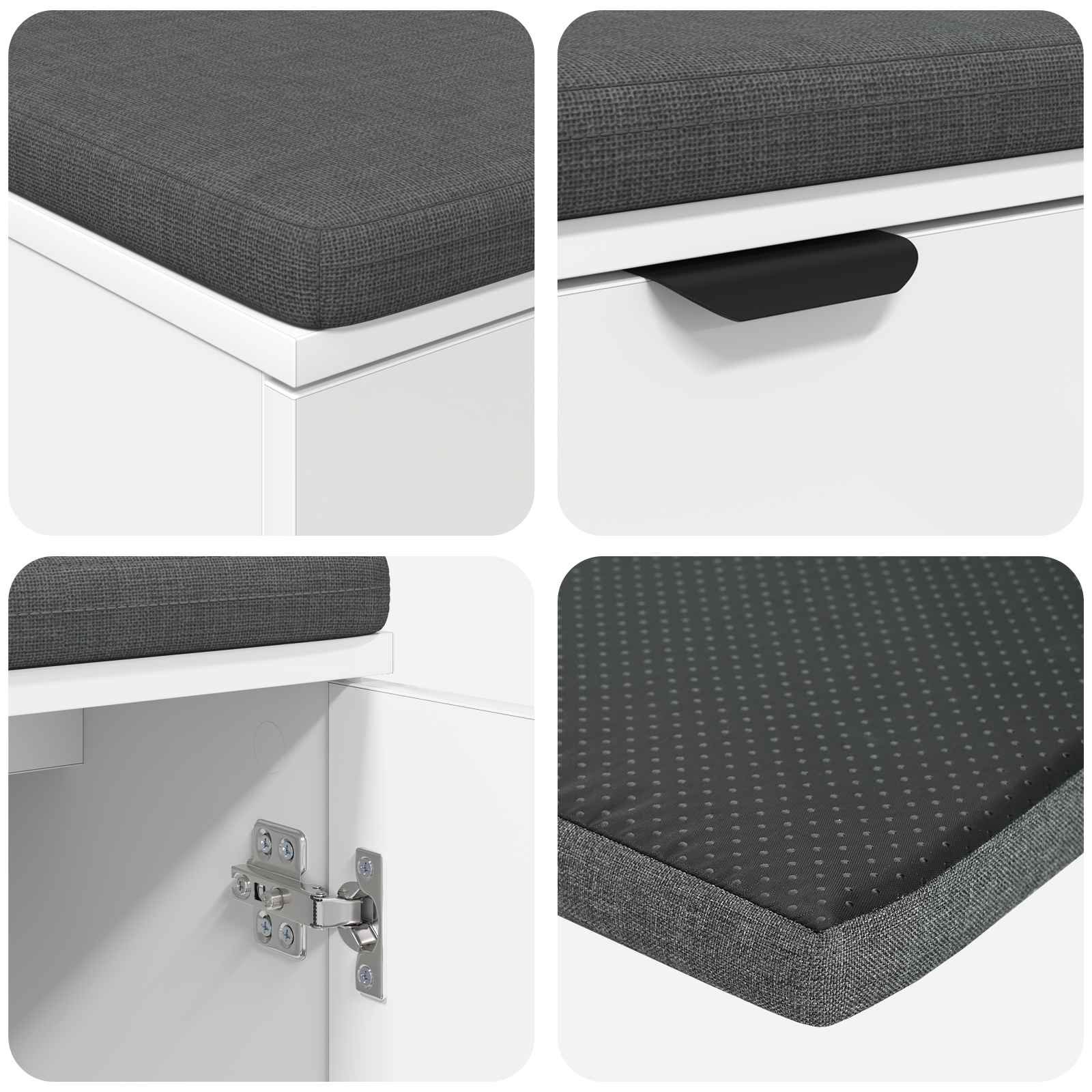 Klupa za hodnik s jastukom s policom Bijeli 80 x 38 x 46 cm