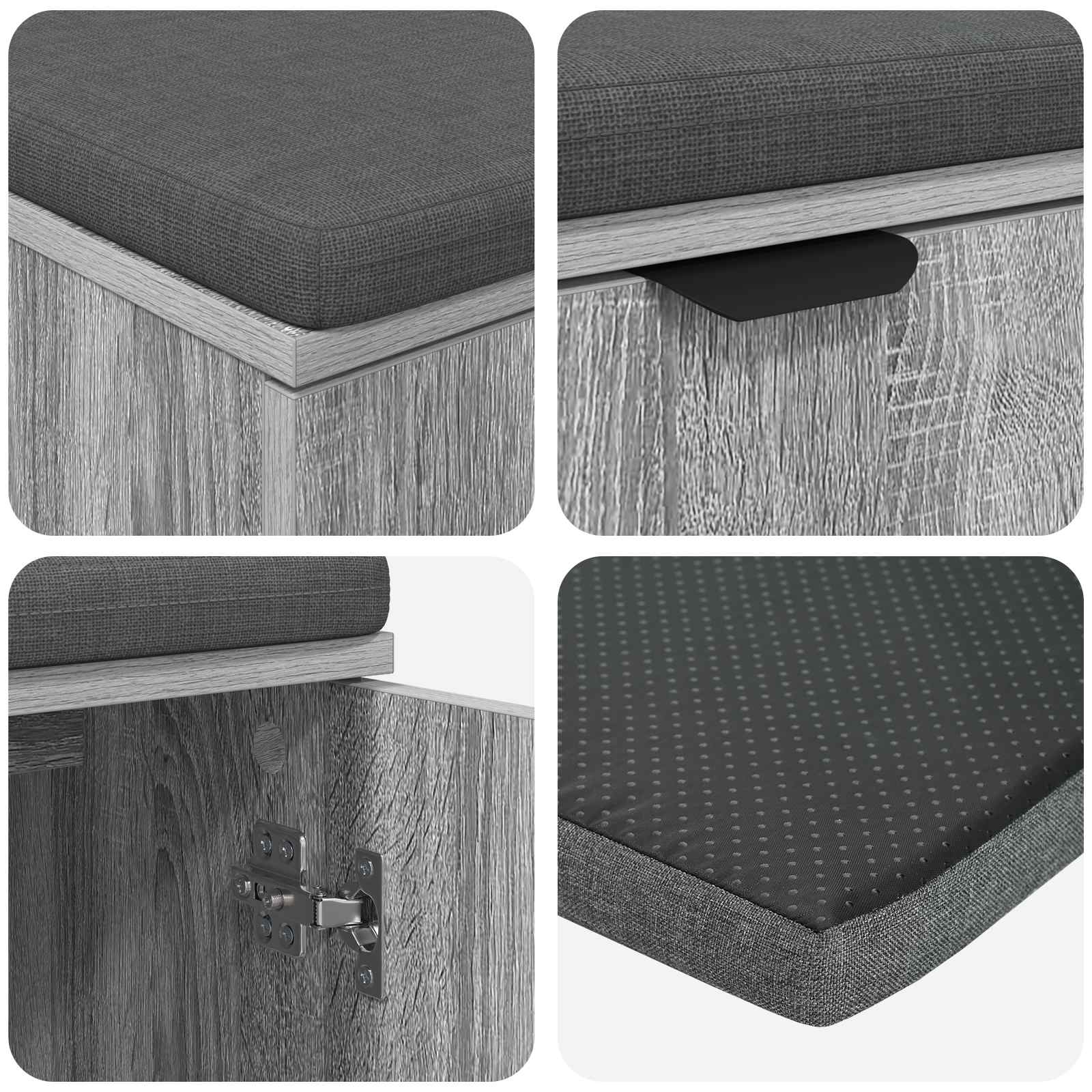 Klupa za hodnik s jastukom Sivi Sonoma 80 x 38 x 46 cm