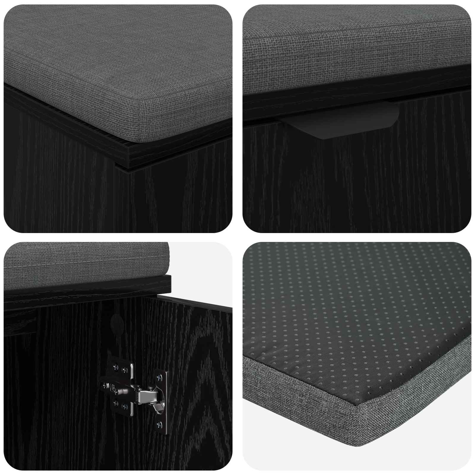 Klupa za hodnik s jastukom Crni Hrast 100 x 38 x 46 cm