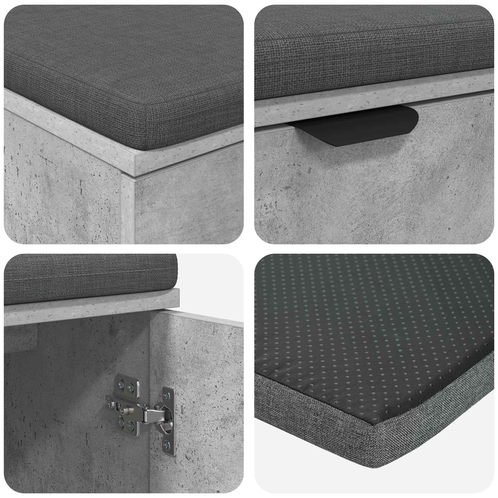 Klupa za hodnik s jastukom Betonsko Siva 100 x 38 x 46 cm