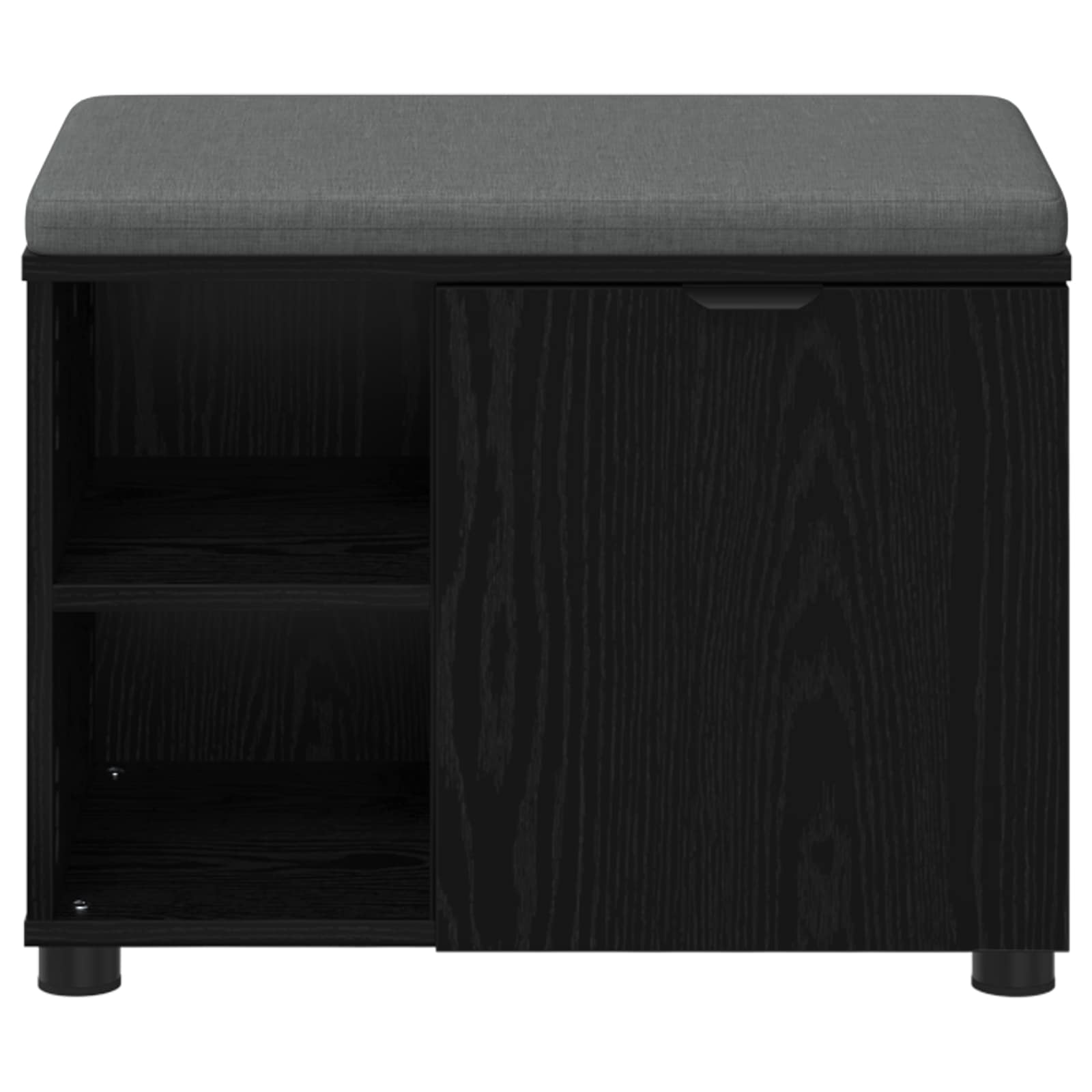 Klupa za hodnik s jastukom s policom Crni Hrast 60 x 38 x 46 cm