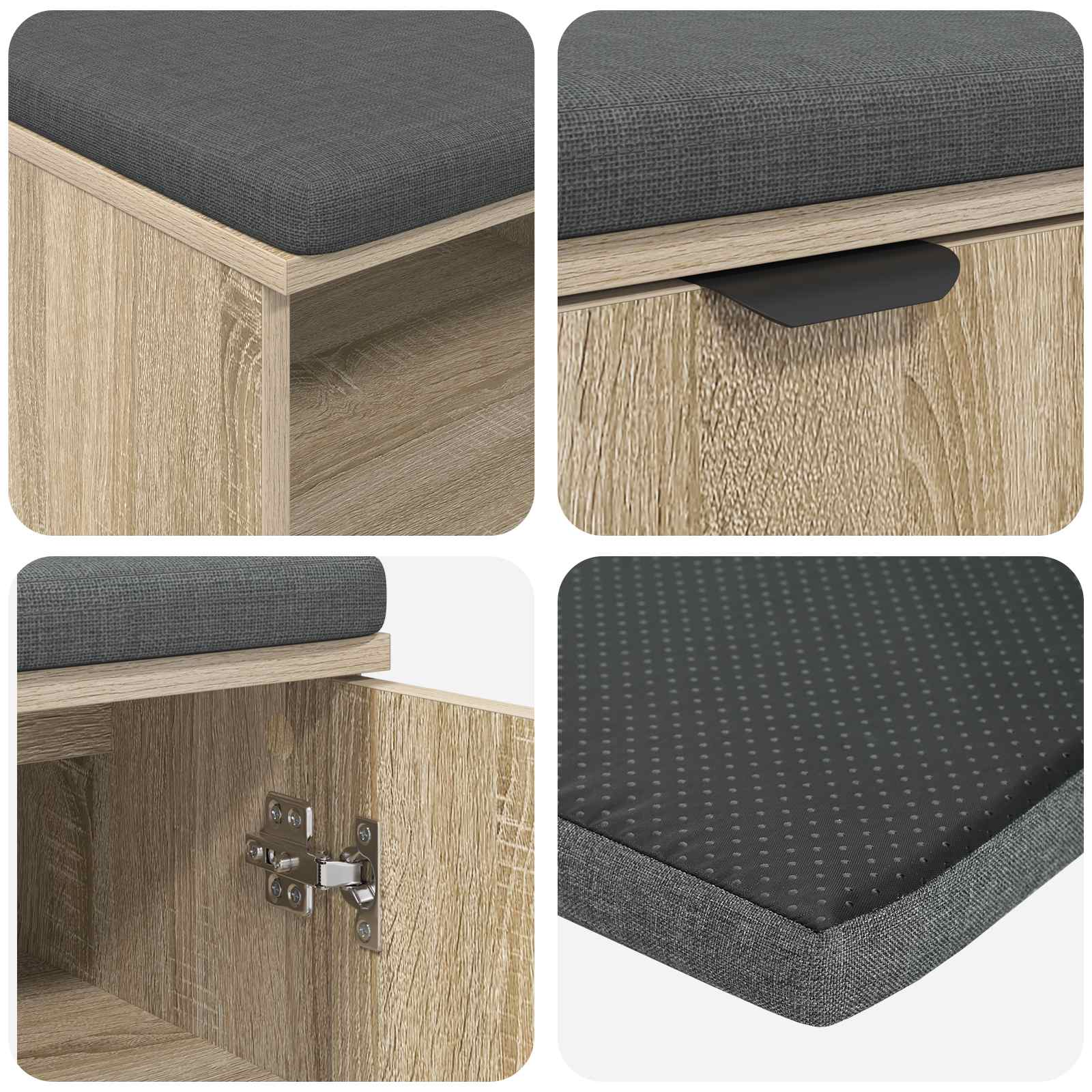 Klupa za hodnik s jastukom Sonoma hrast 60 x 38 x 46 cm