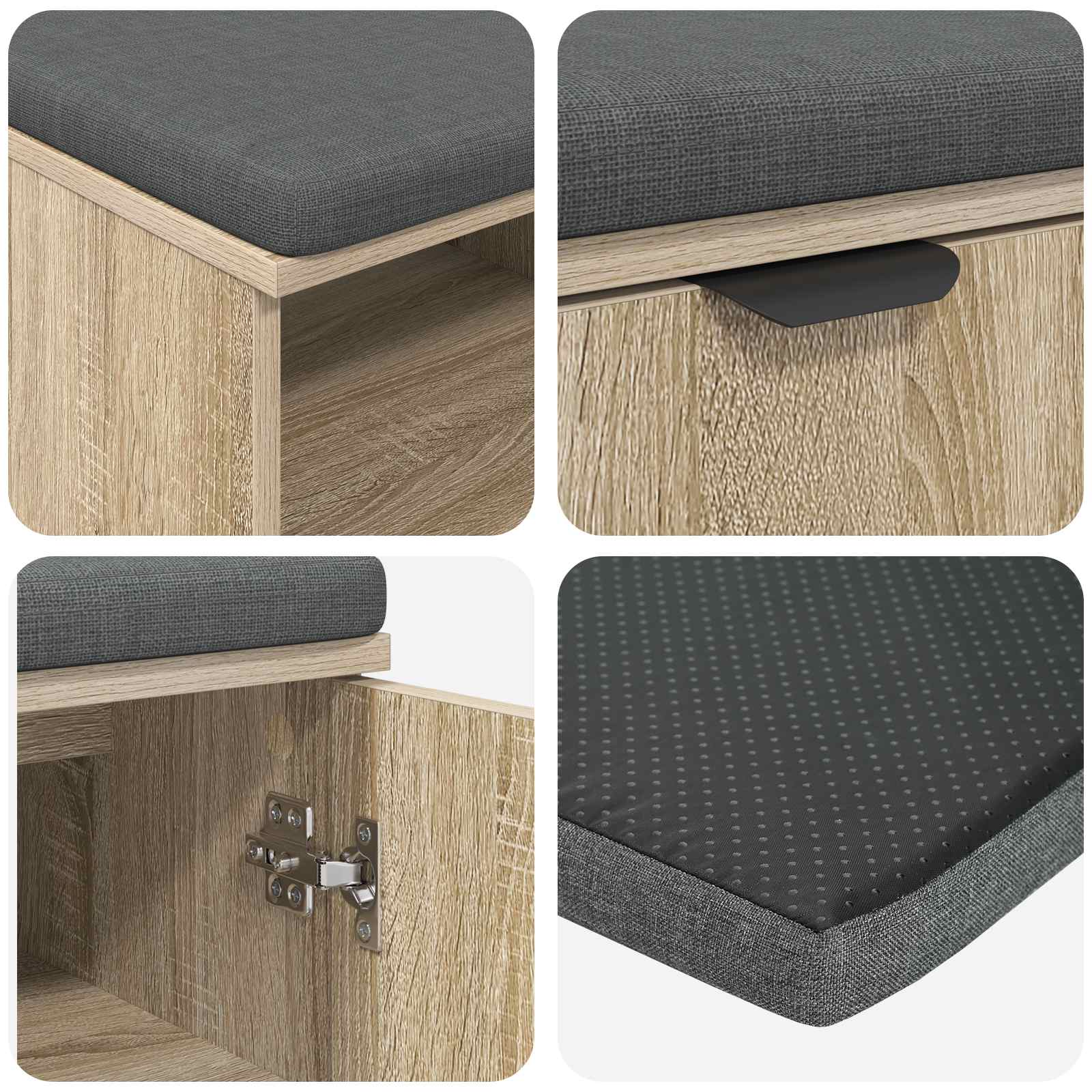 Klupa za hodnik s jastukom Sonoma hrast 80 x 38 x 46 cm
