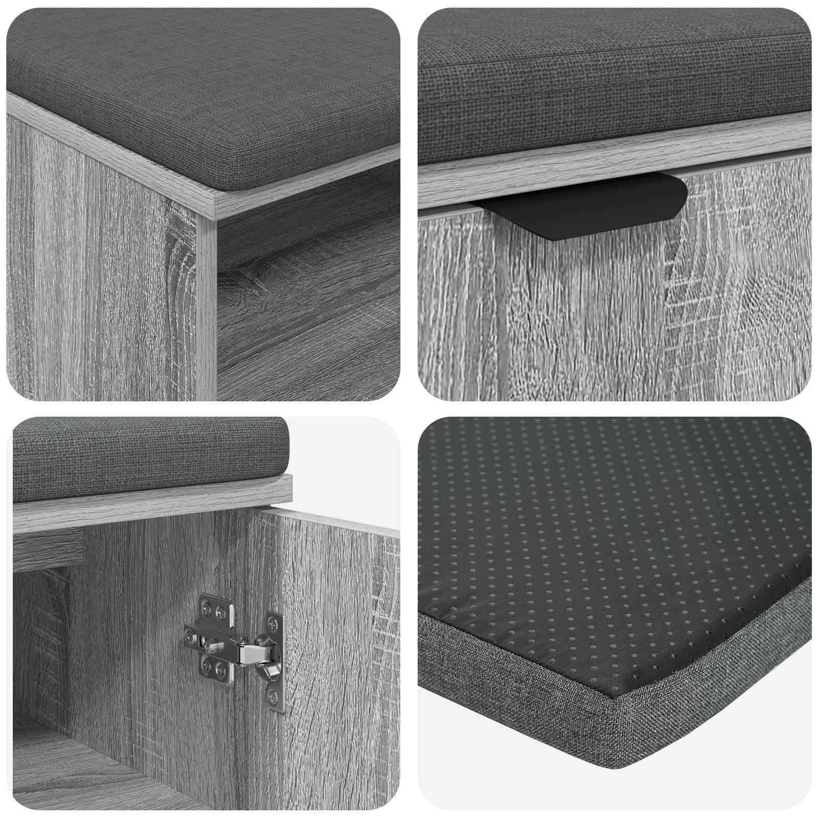Klupa za hodnik s jastukom Sivi Sonoma 80 x 38 x 46 cm