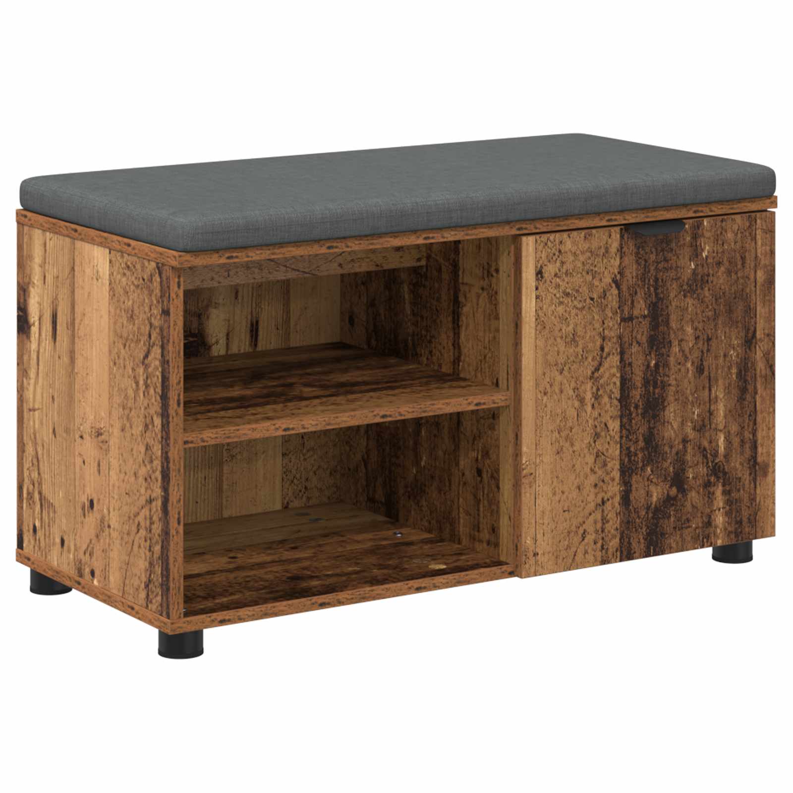 Klupa za hodnik s jastukom s policom Staro drvo 80 x 38 x 46 cm