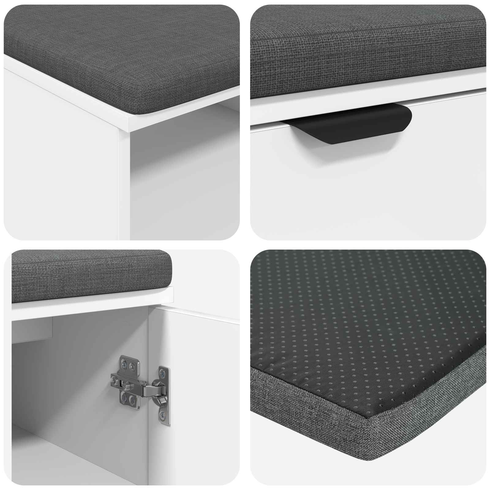 Klupa za hodnik s jastukom s policom Bijeli 100 x 38 x 46 cm