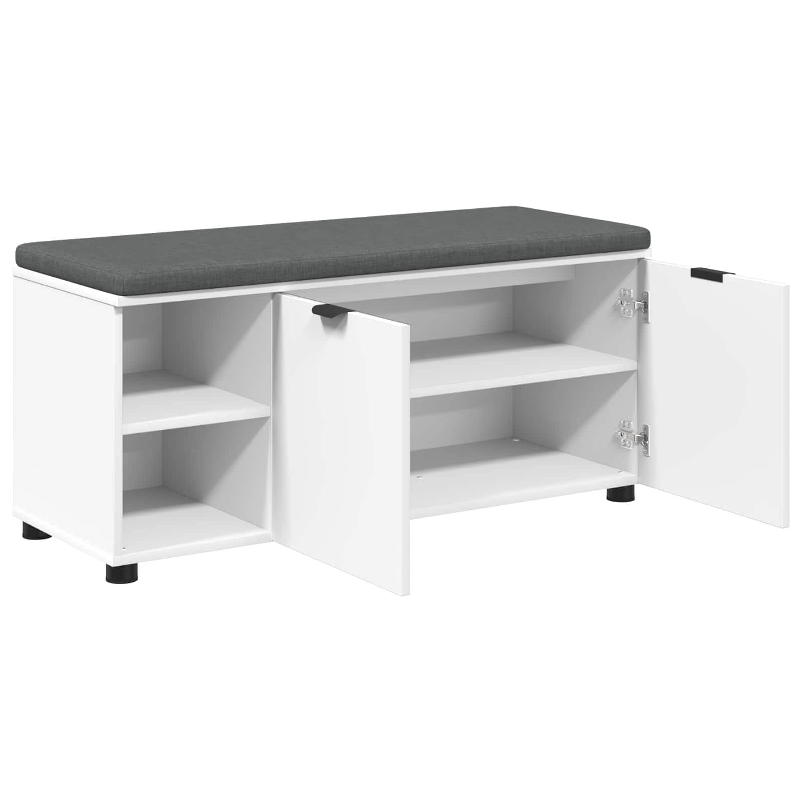 Klupa za hodnik s jastukom s policom Bijeli 100 x 38 x 46 cm