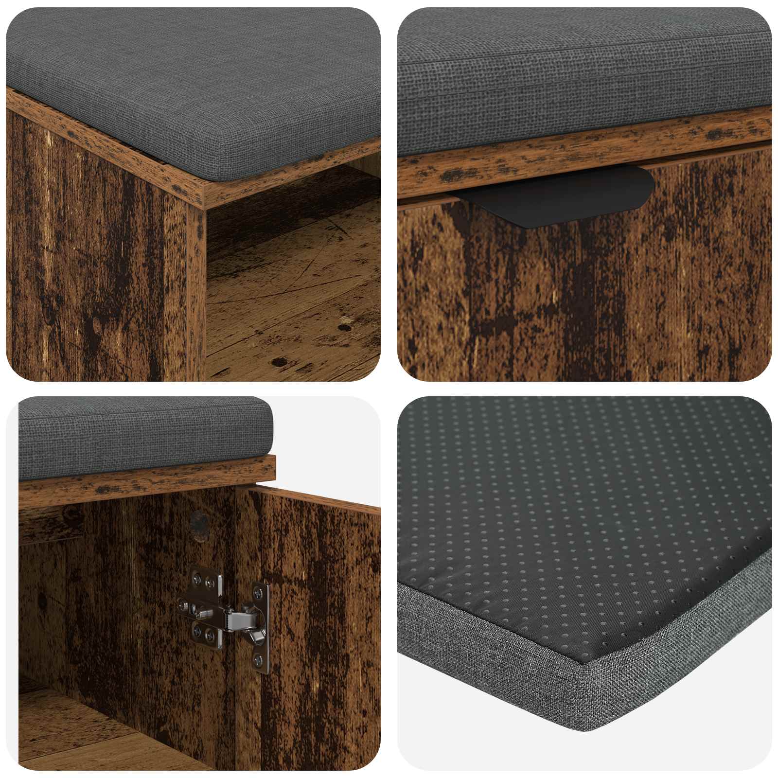 Klupa za hodnik s jastukom Staro drvo 100 x 38 x 46 cm