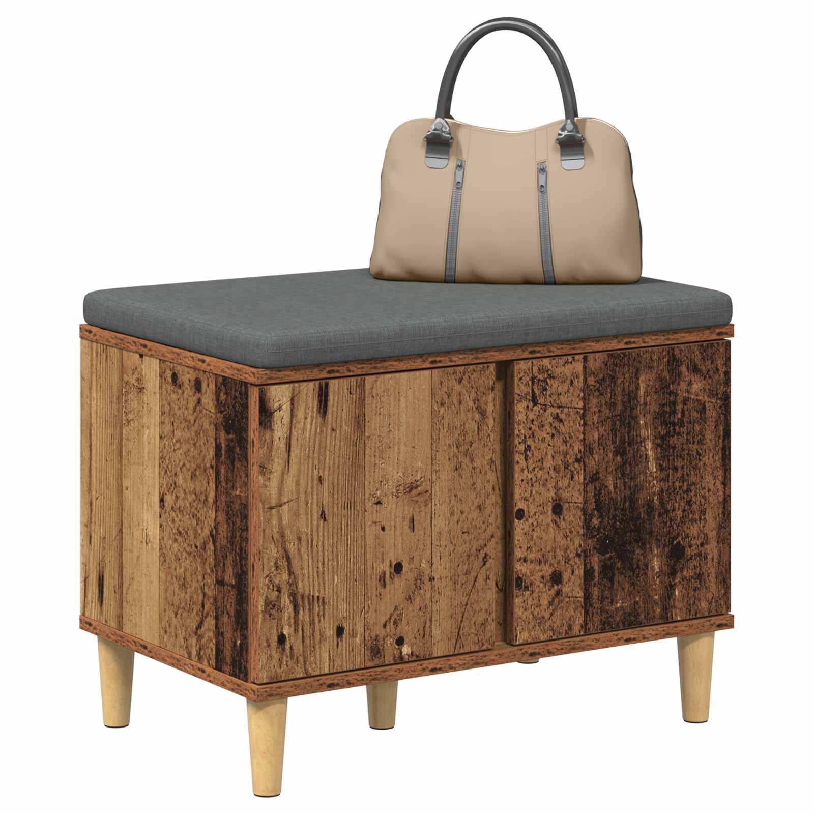 Klupa za hodnik s jastukom s vratima Staro drvo 60 x 38 x 46 cm