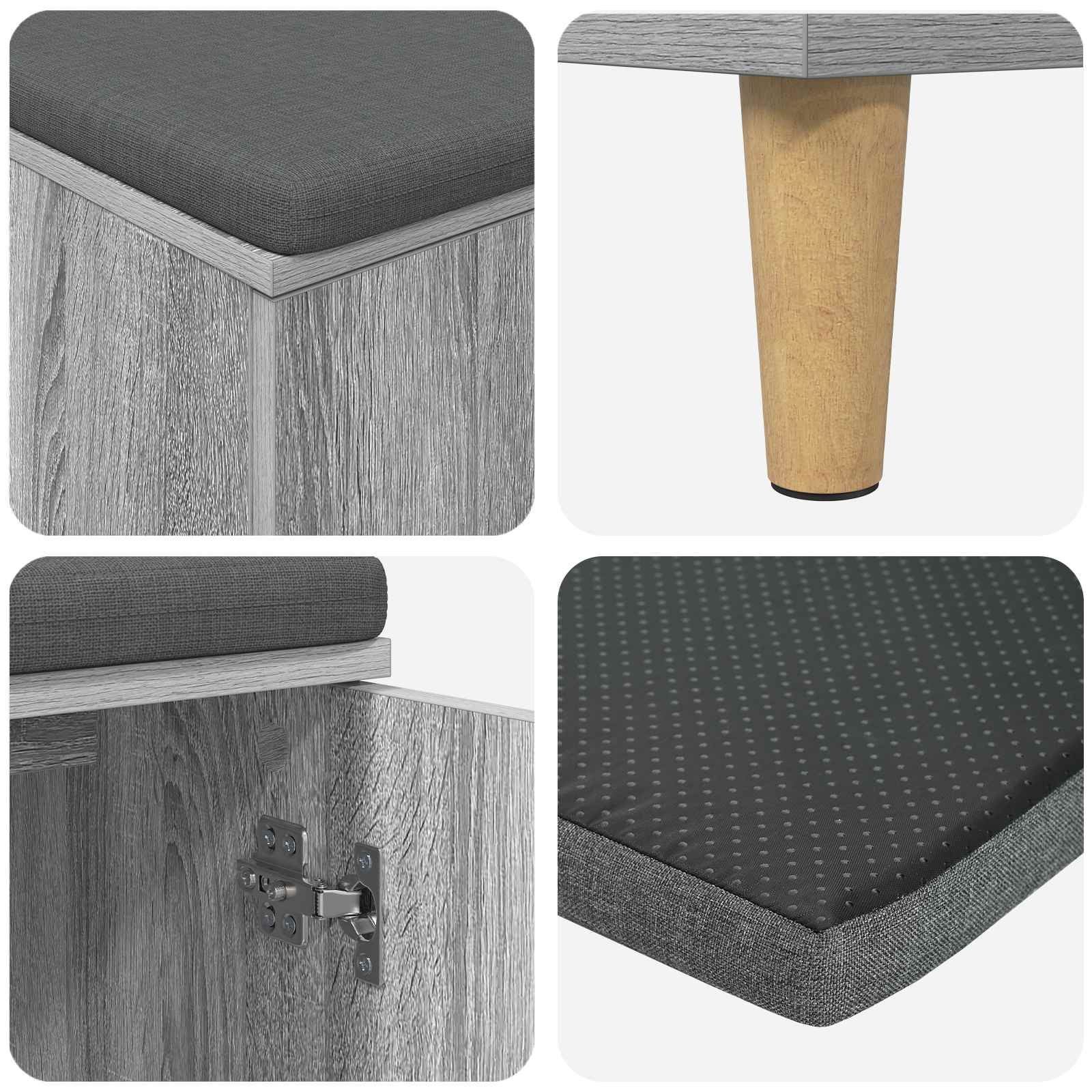 Klupa za hodnik s jastukom Sivi Sonoma 80 x 38 x 46 cm
