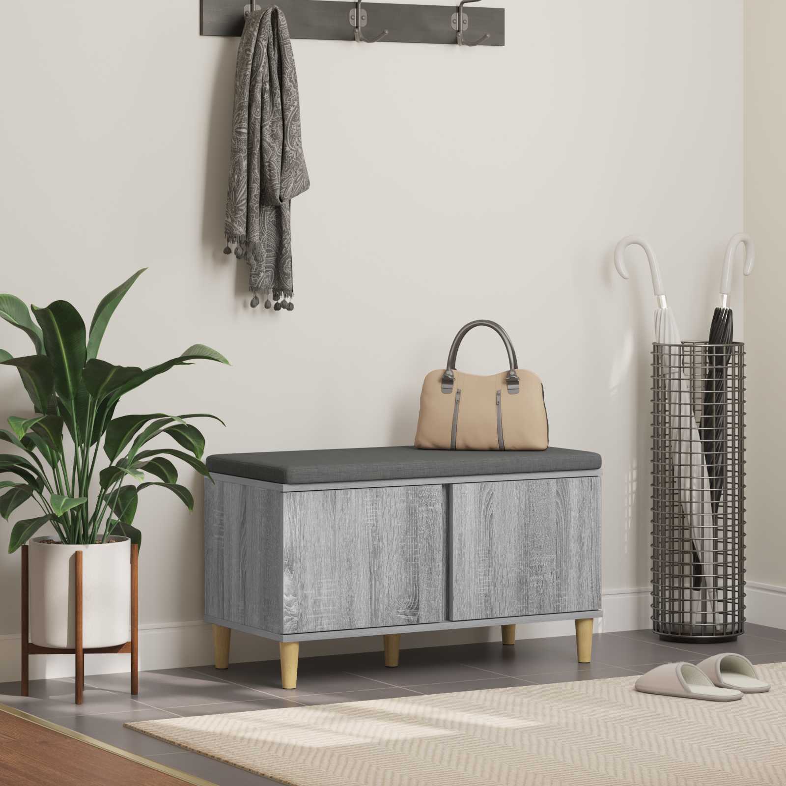 Klupa za hodnik s jastukom Sivi Sonoma 80 x 38 x 46 cm
