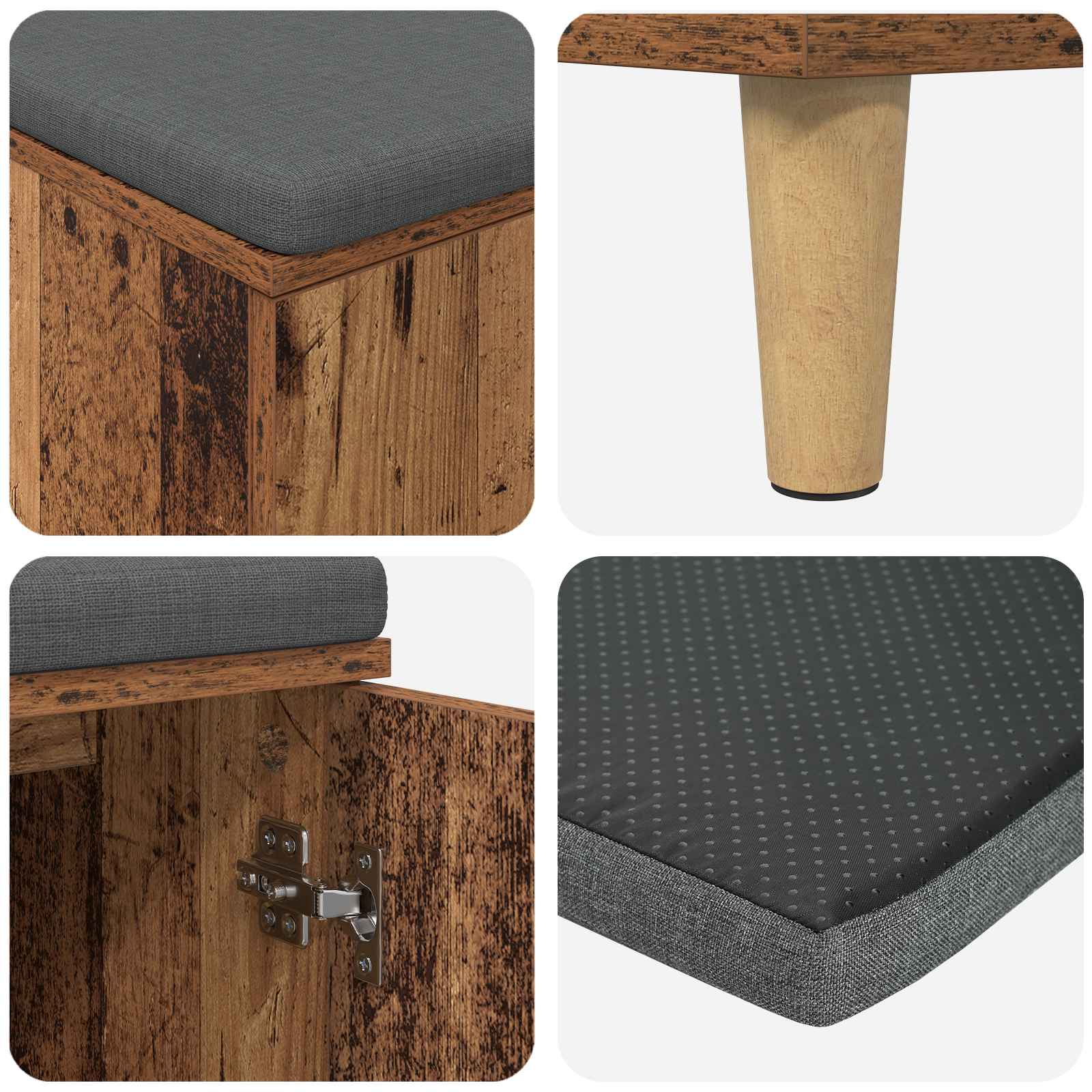 Klupa za hodnik s jastukom Staro drvo 100 x 38 x 46 cm