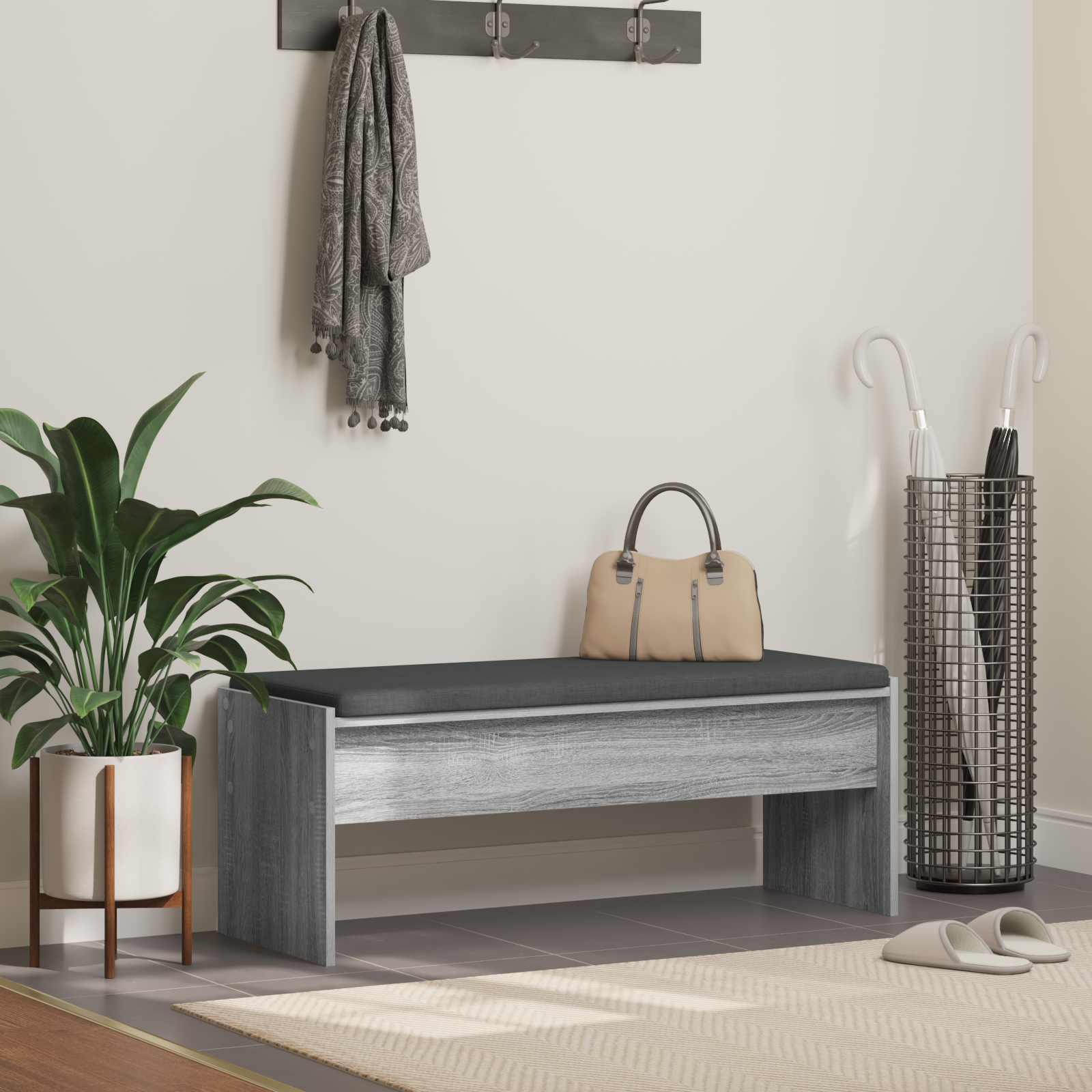Klupa za hodnik s jastukom Siva Sonoma 103 x 38 x 40 cm