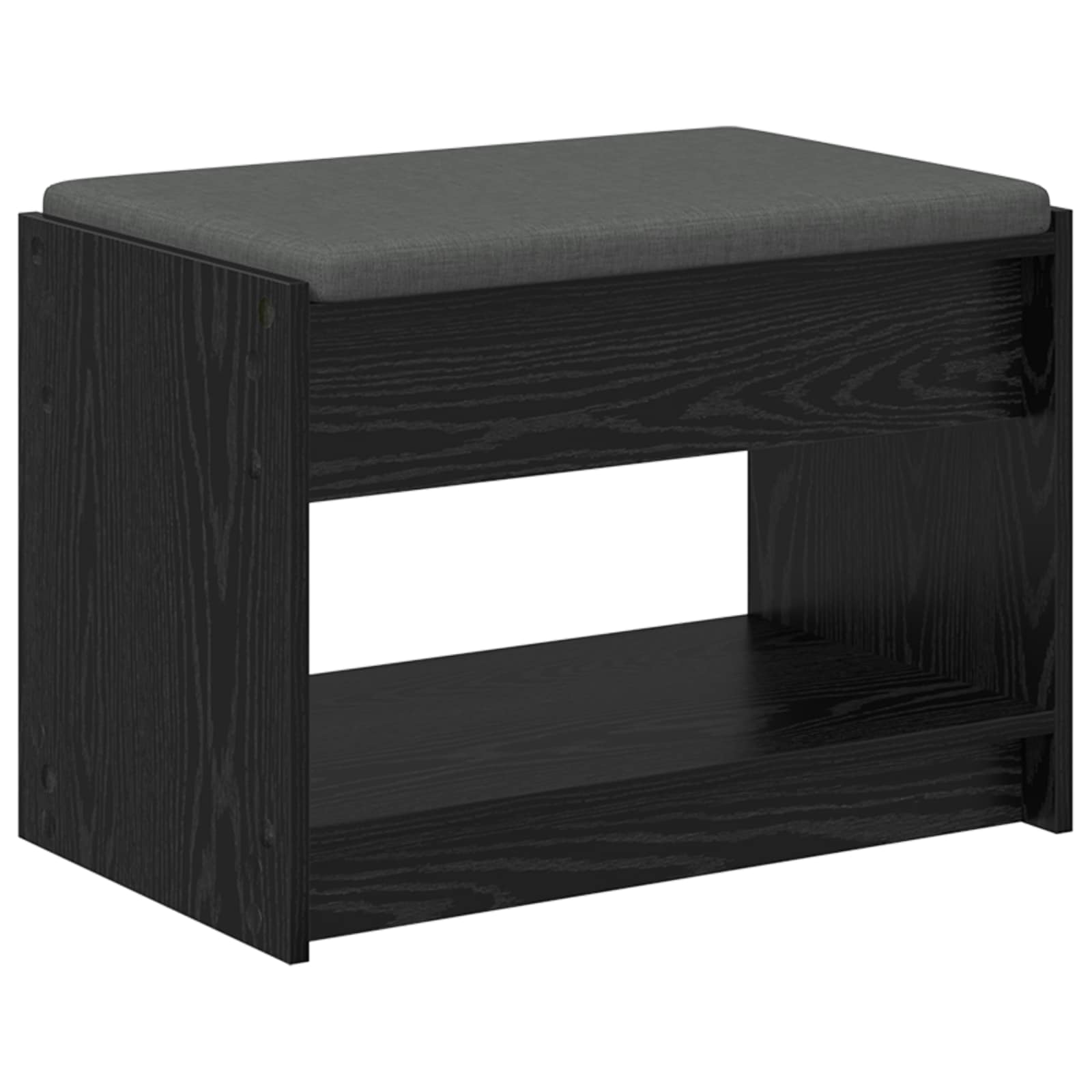 Klupa za hodnik s jastukom s policom Crni Hrast 63 x 38 x 45 cm