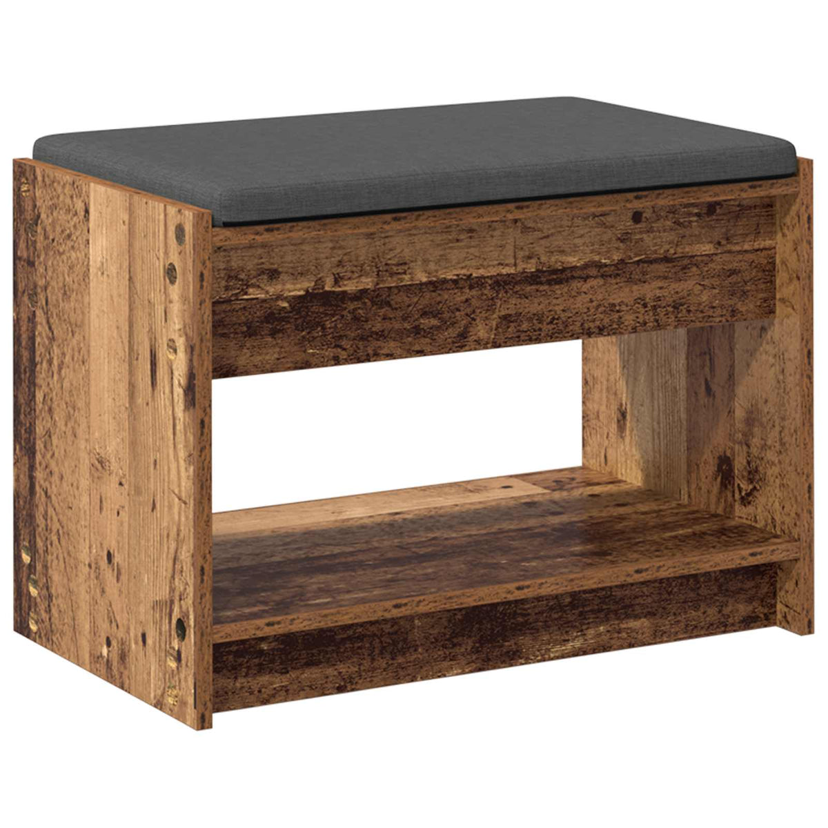 Klupa za hodnik s jastukom s policom Staro drvo 63 x 38 x 45 cm