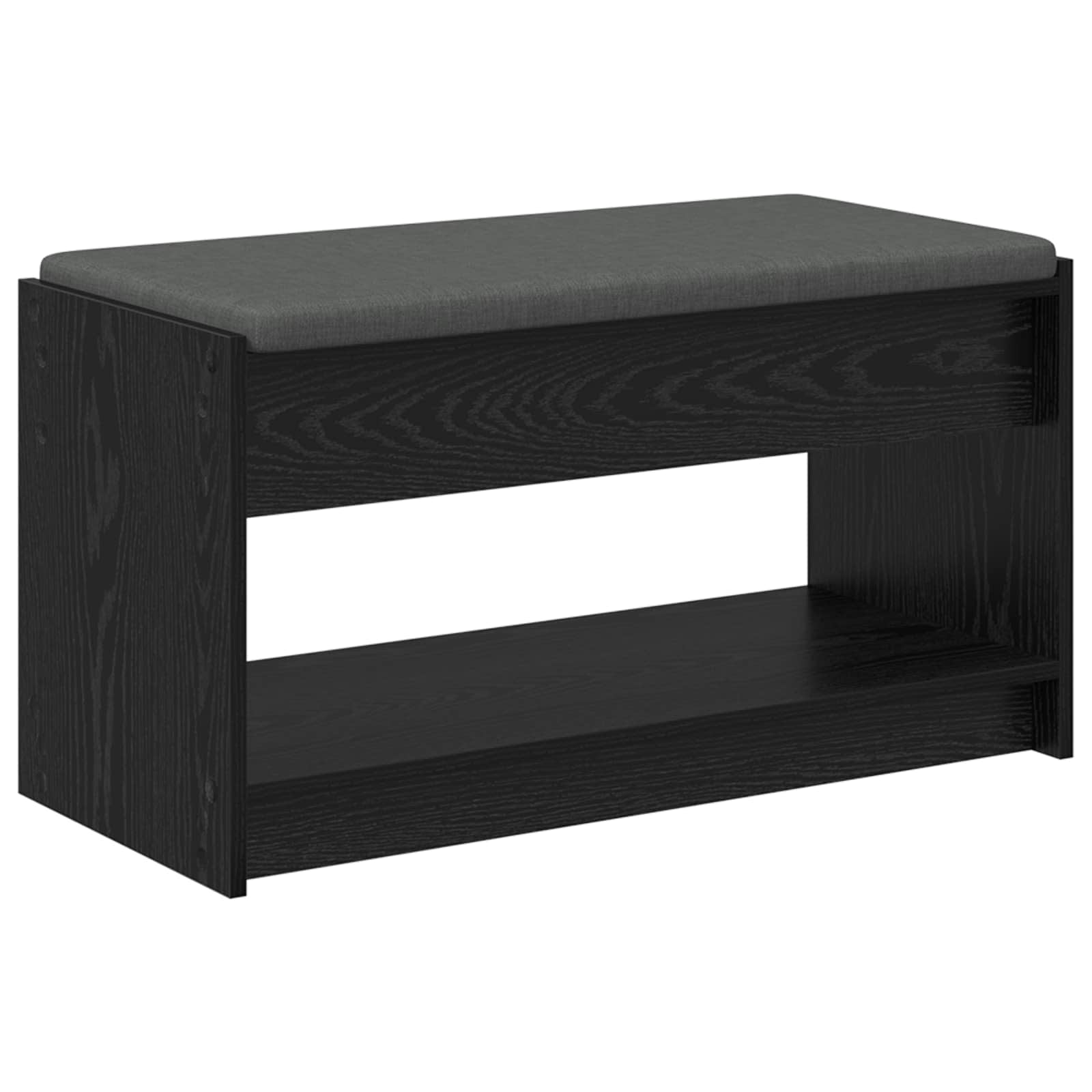 Klupa za hodnik s jastukom s policom Crni Hrast 83 x 38 x 45 cm