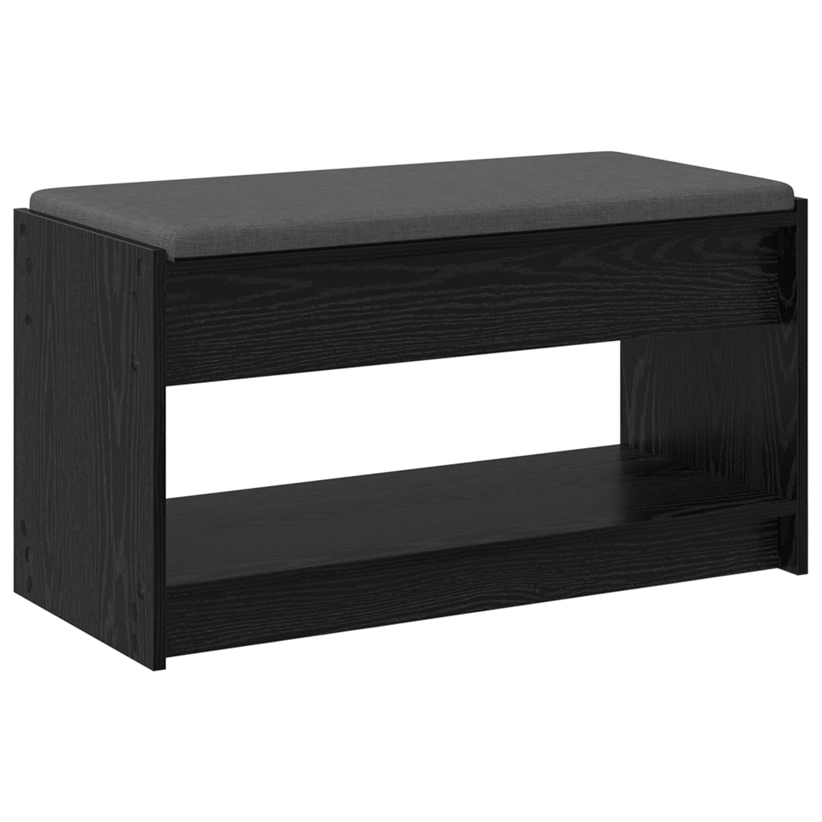 Klupa za hodnik s jastukom s policom Crni Hrast 83 x 38 x 45 cm