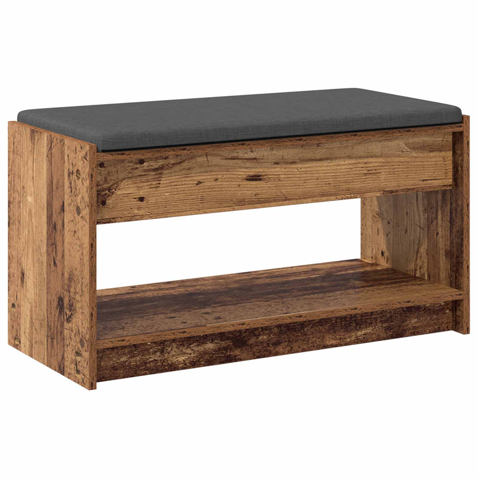 Klupa za hodnik s jastukom s policom Staro drvo 83 x 38 x 45 cm