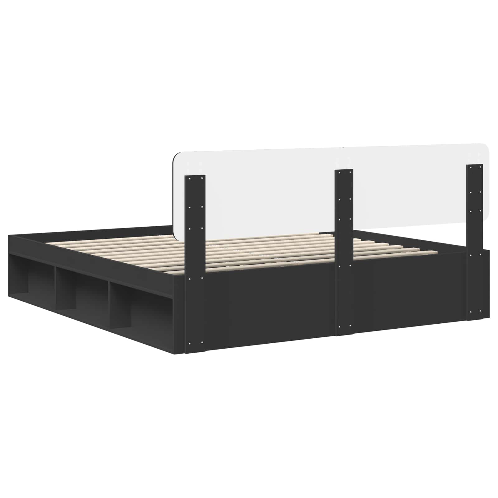 Krevetna konstrukcija Crna 200 x 200 cm Čvrsto borovo drvo