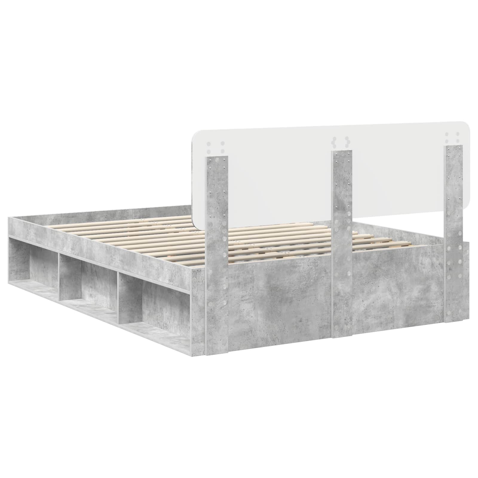 Krevetna konstrukcija Beton 140 x 190 cm Čvrsto borovo drvo