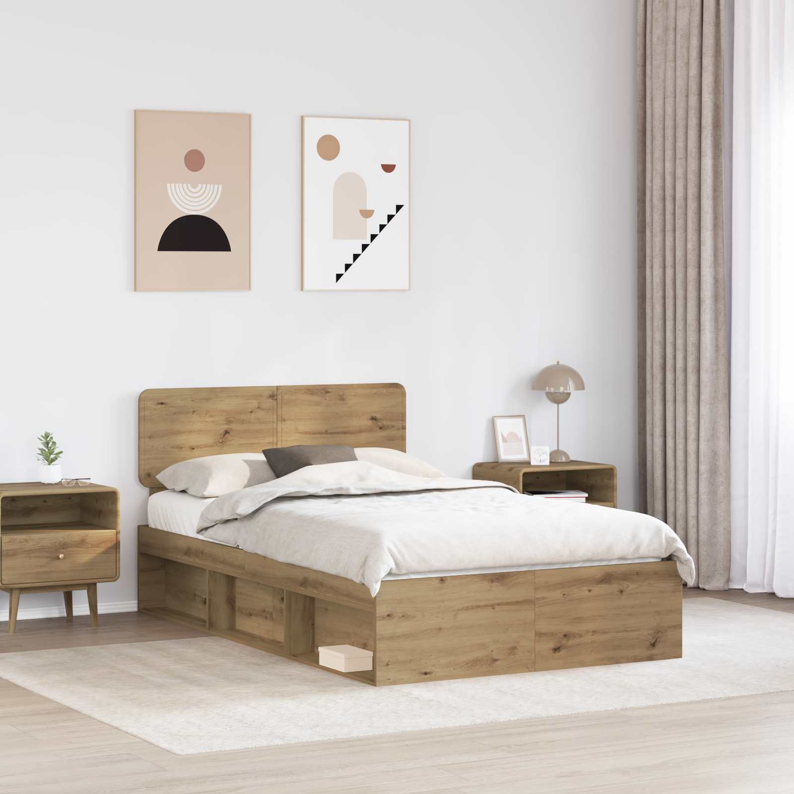 Krevetna konstrukcija Umjetnička hrastovina 120 x 200 cm