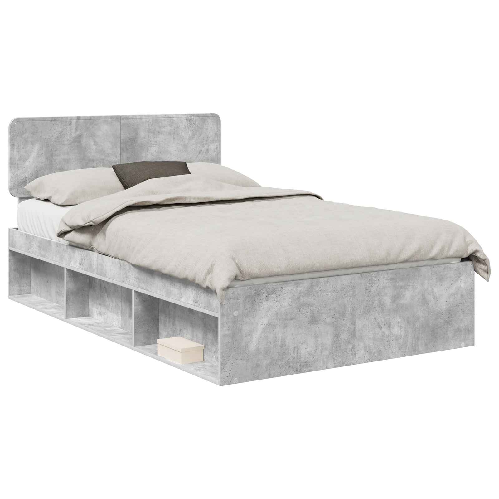 Krevetna konstrukcija Beton 120 x 190 cm Čvrsto borovo drvo
