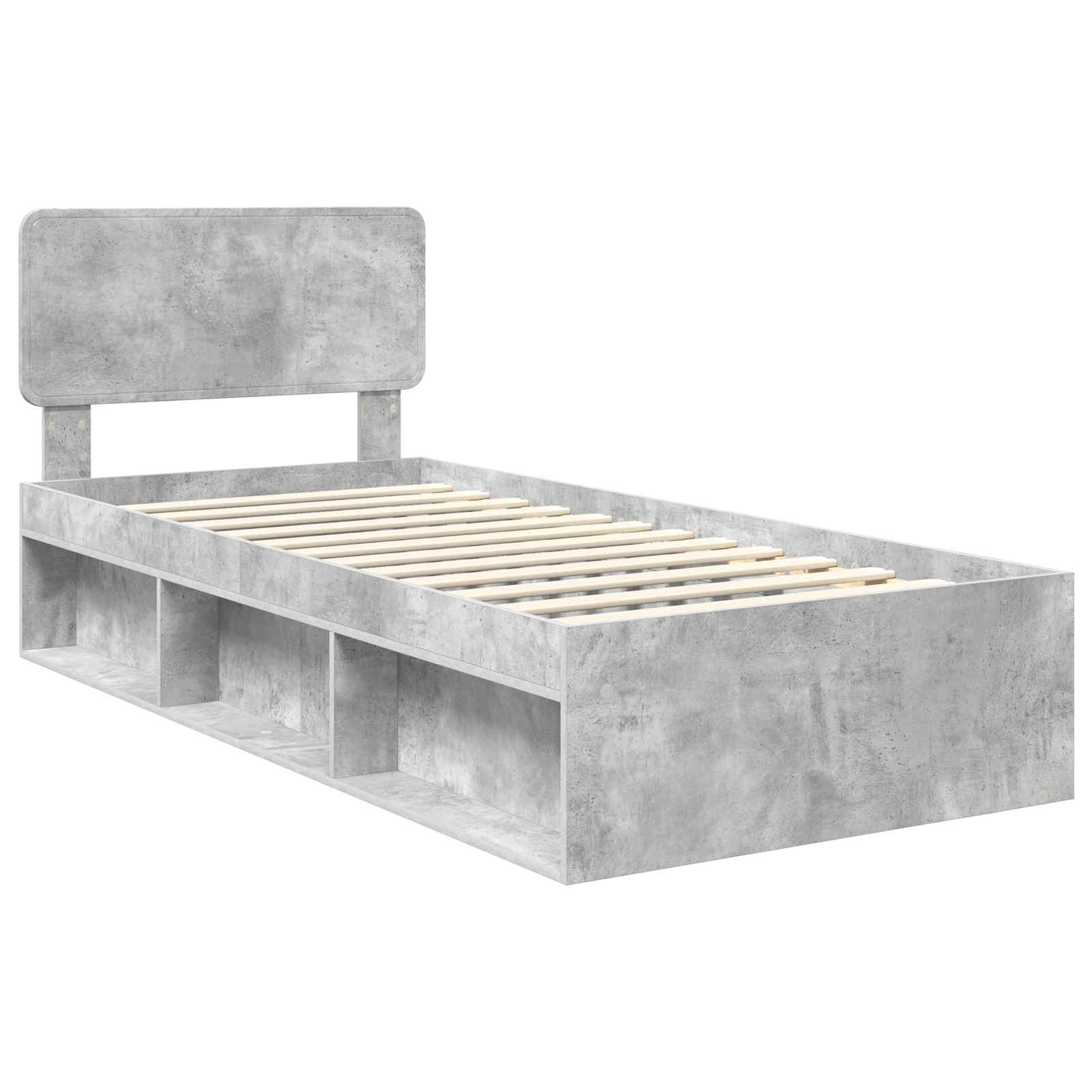 Krevetna konstrukcija s uzglavljem Betonska siva 90 x 190 cm