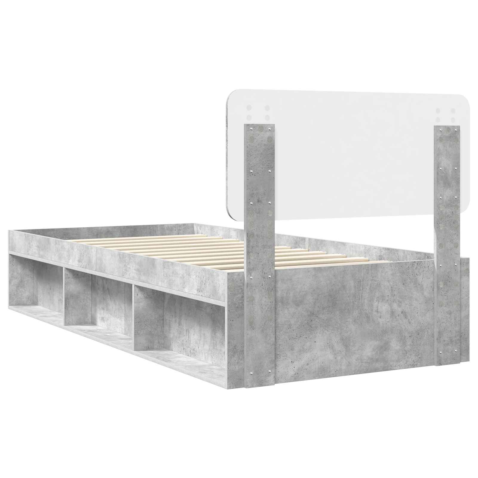 Krevetna konstrukcija s uzglavljem Betonska siva 90 x 190 cm