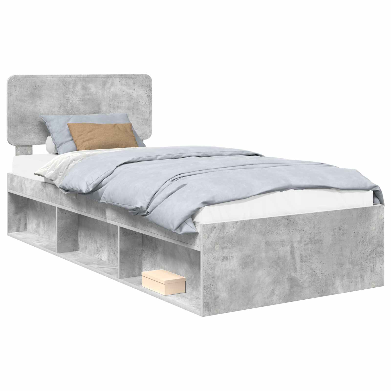 Krevetna konstrukcija s uzglavljem Betonska siva 75 x 190 cm