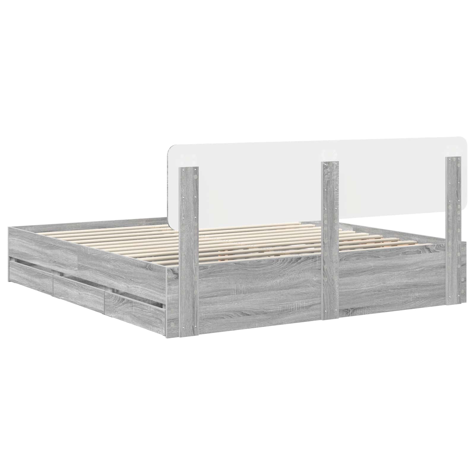 Krevetna konstrukcija s ladicama Sivi Sonoma 200 x 200 cm