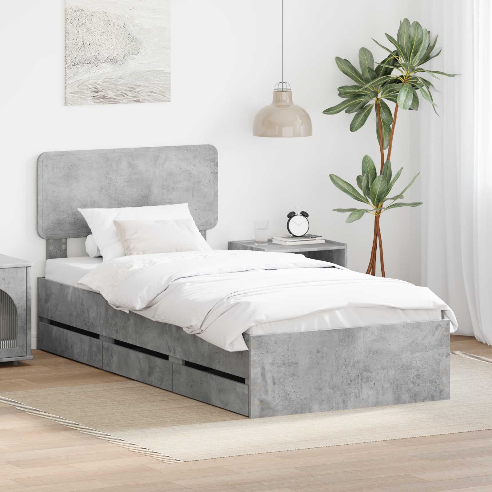Krevetna konstrukcija s ladicama Betonsko Siva 90 x 200 cm