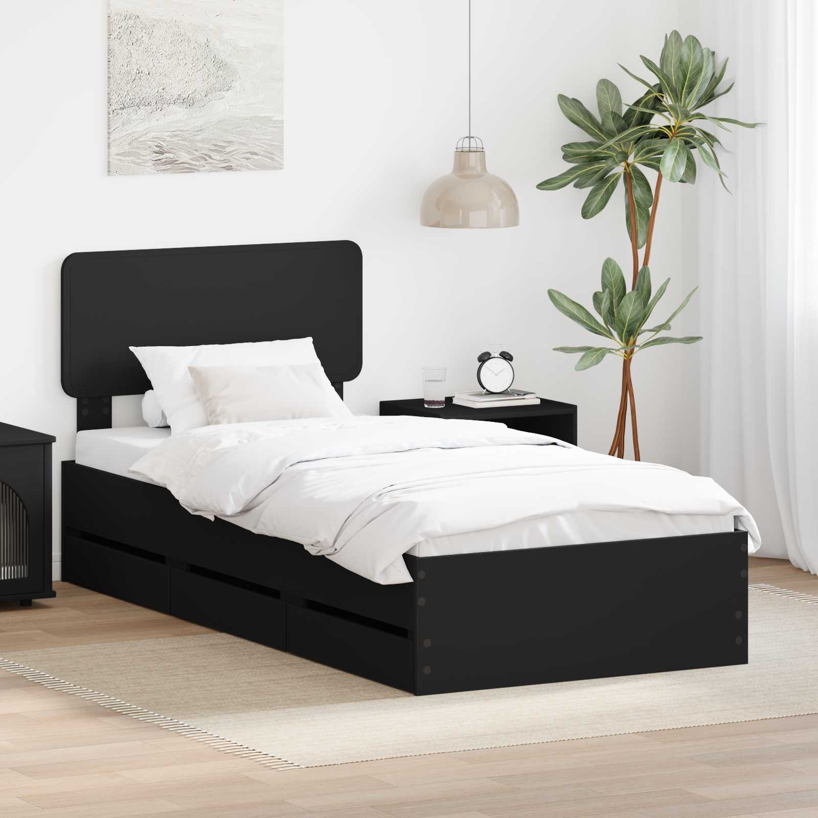 Krevetna konstrukcija Crna 90 x 190 cm Konstrukcijsko drvo