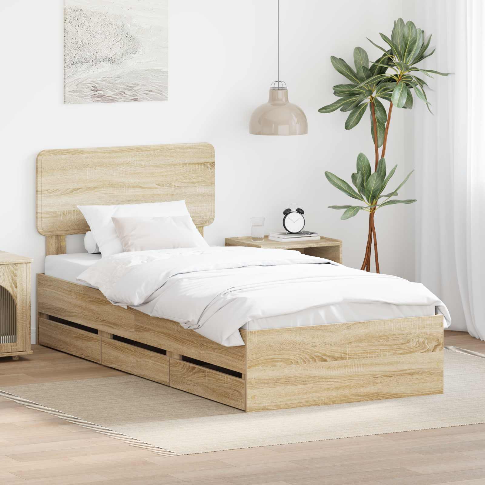 Krevetna konstrukcija s ladicama Sonoma hrast 75 x 190 cm