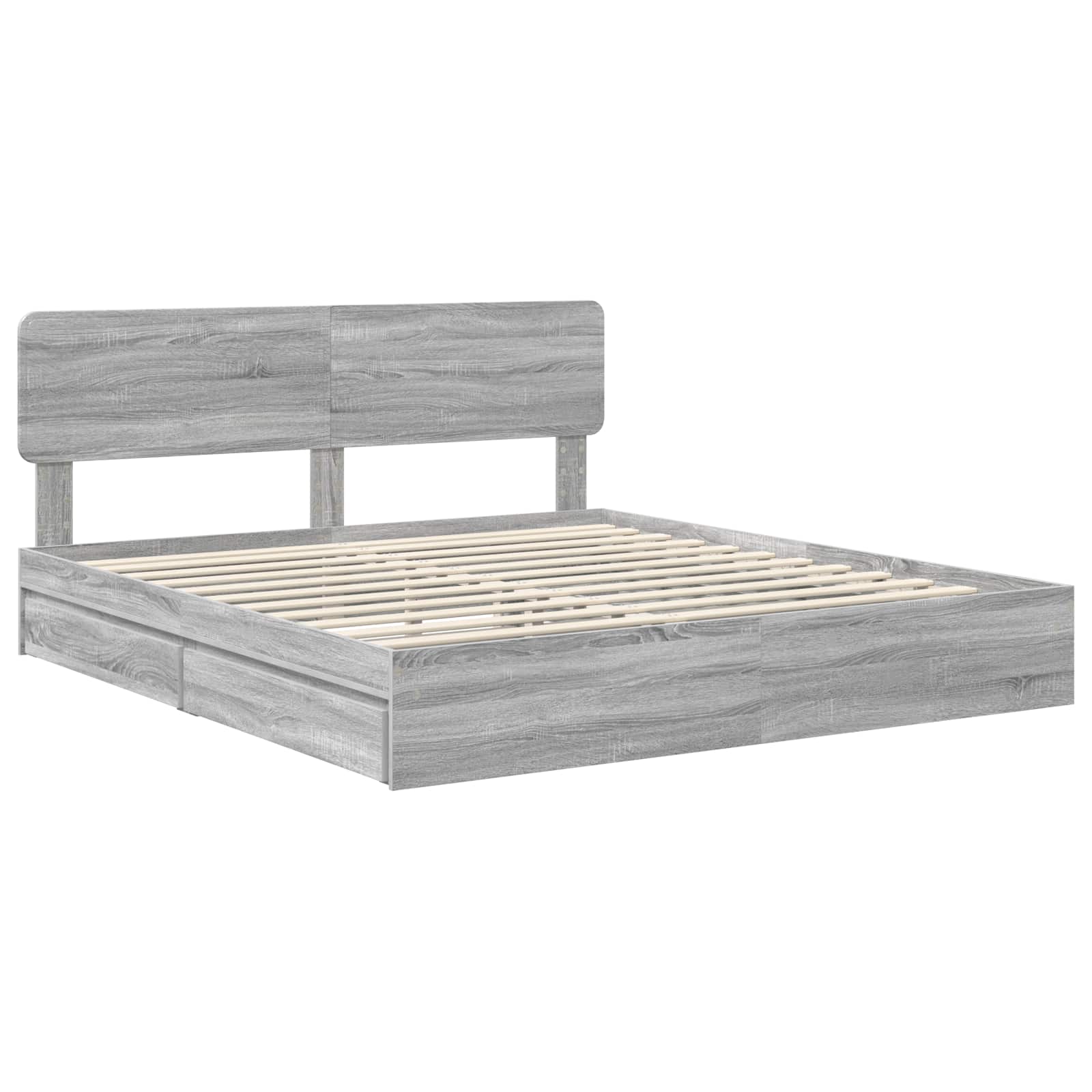 Krevet s od storage Siva Sonoma 200 x 200 cm Konstruirano drvo