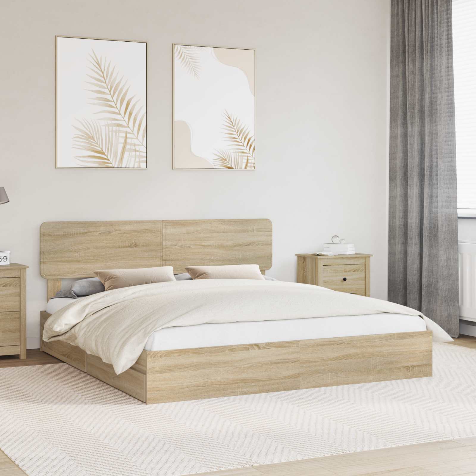 Krevet s od storage Sonoma hrast 180 x 200 cm Konstruirano drvo