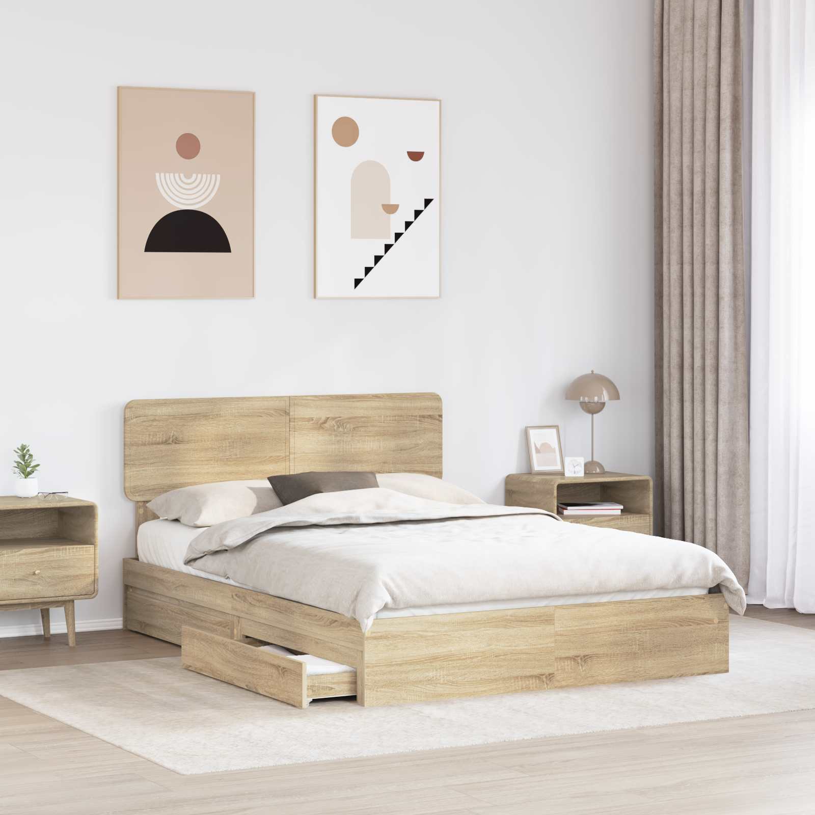 Krevet s od storage Sonoma hrast 160 x 200 cm Konstruirano drvo