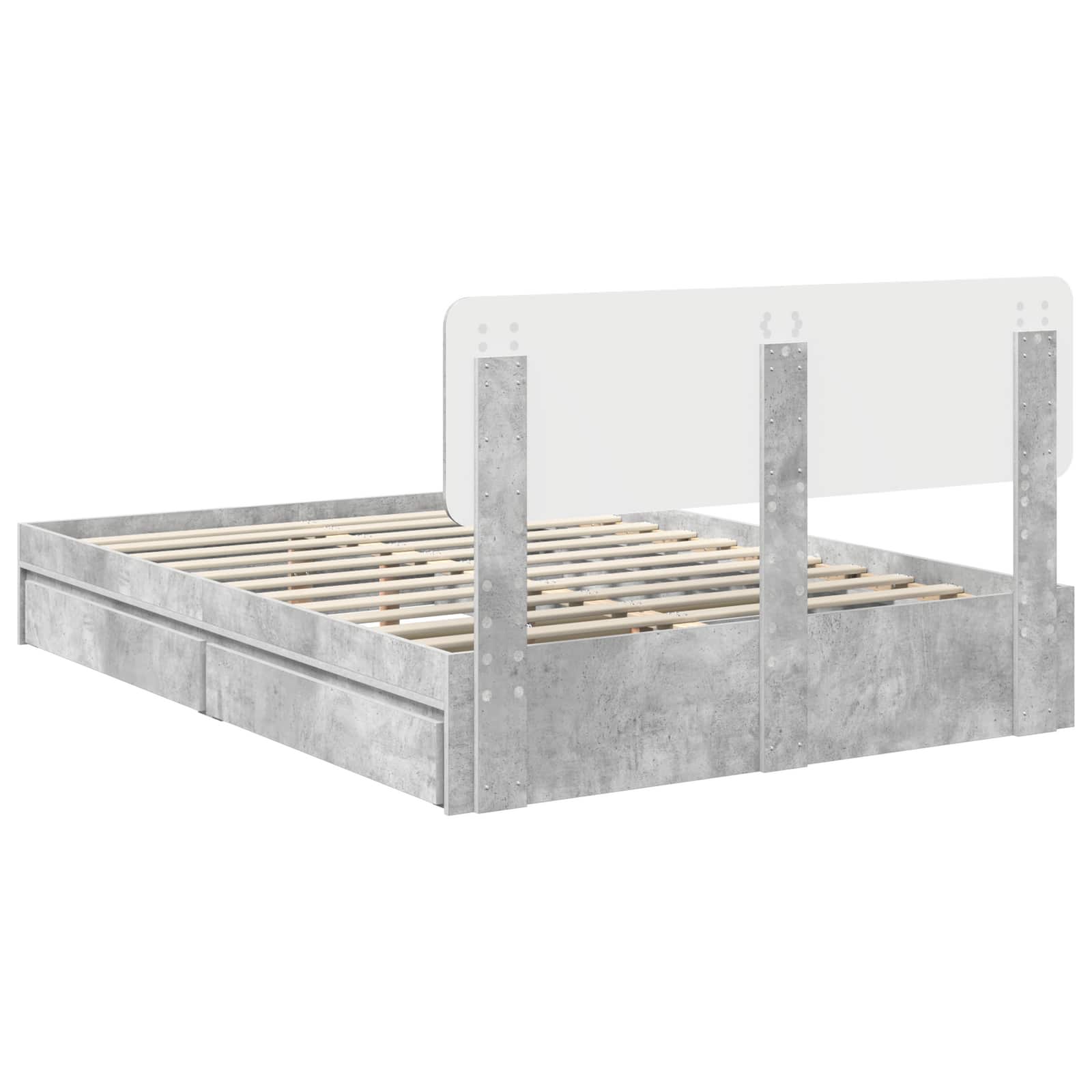 Krevet s od storage s uzglavljem Betonski sivi 150 x 200 cm