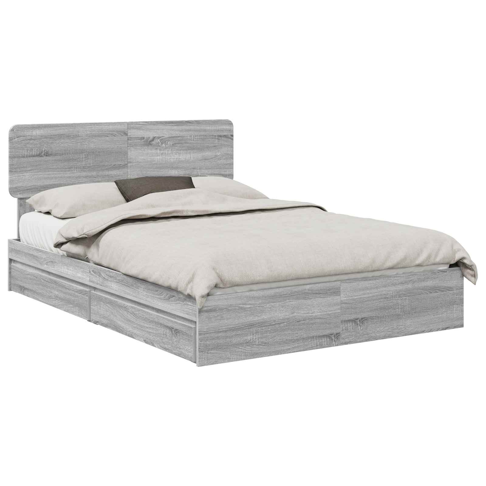 Krevet s od storage Siva Sonoma 140 x 200 cm Konstruirano drvo