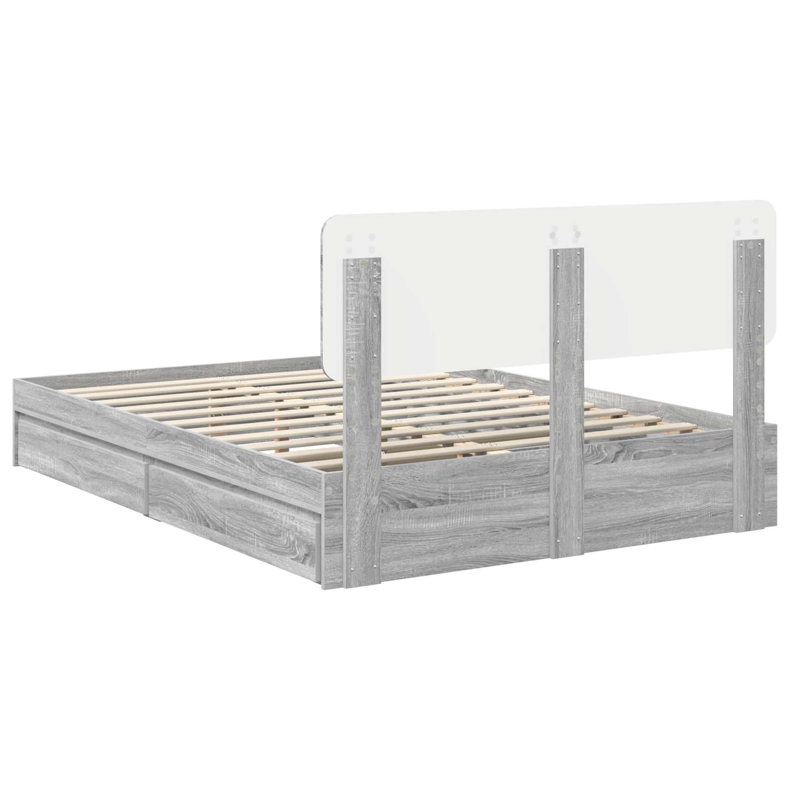 Krevet s od storage Siva Sonoma 140 x 200 cm Konstruirano drvo