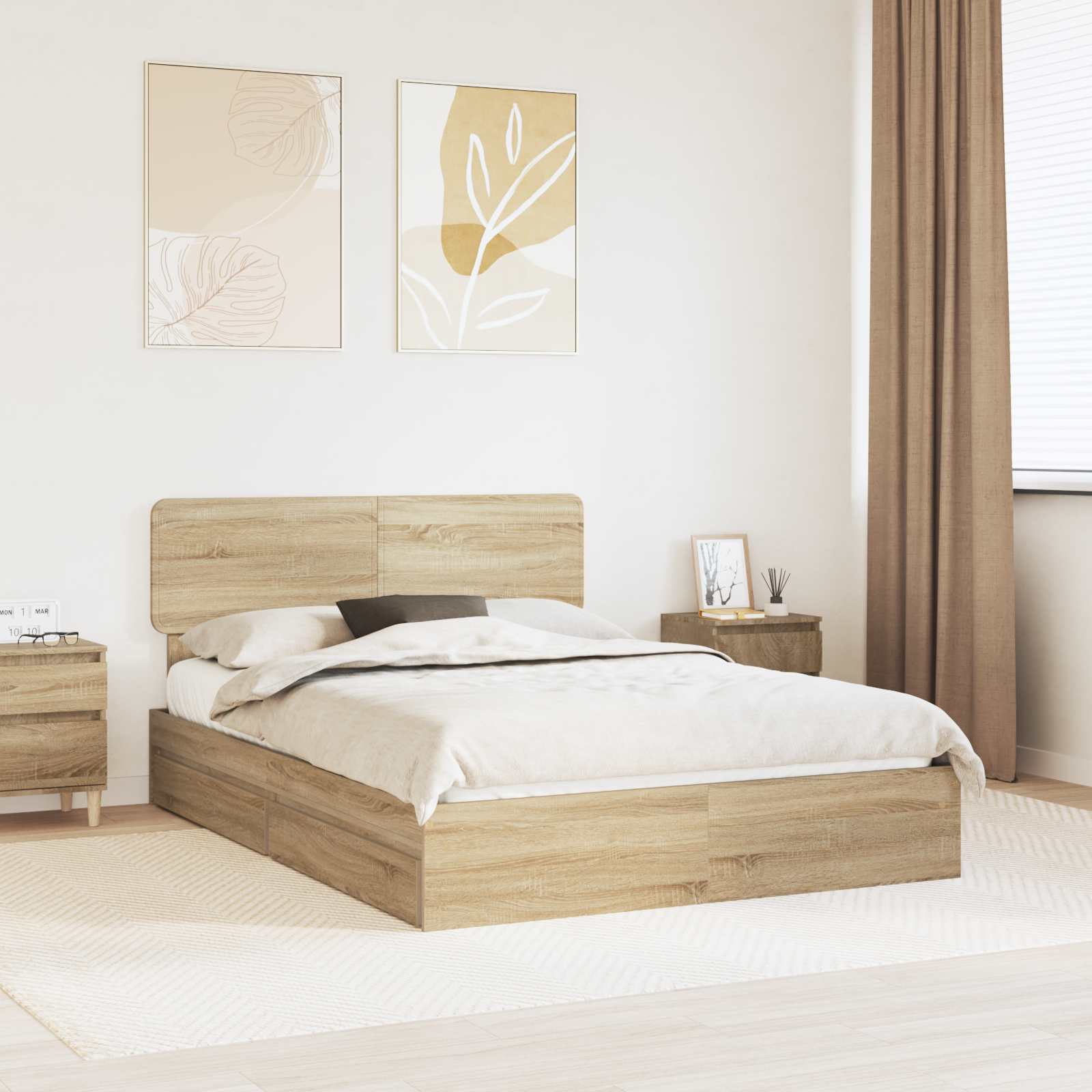 Krevet s od storage Sonoma hrast 140 x 190 cm Konstruirano drvo