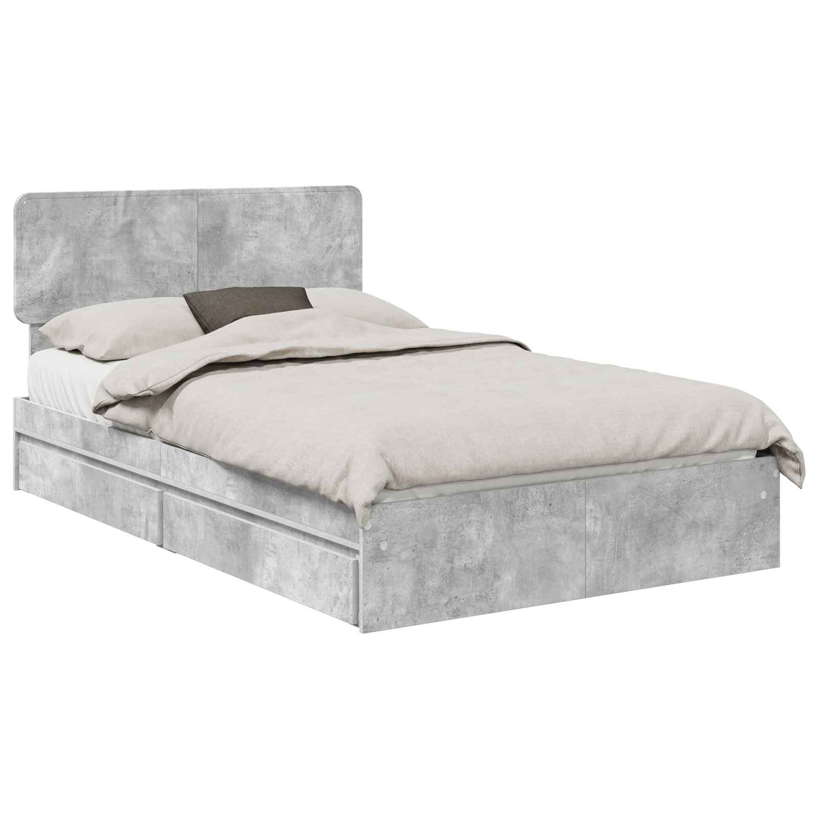 Krevet s od storage s uzglavljem Betonski sivi 135 x 190 cm