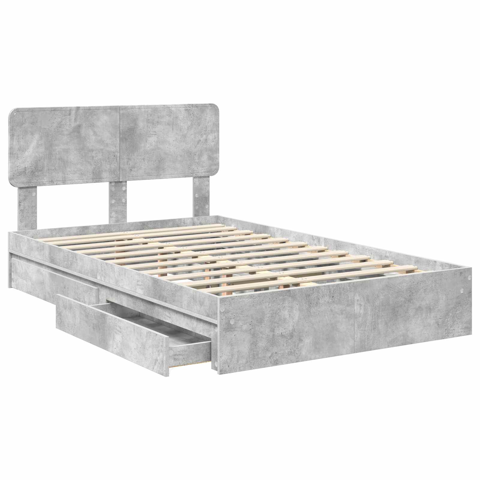 Krevet s od storage s uzglavljem Betonski sivi 135 x 190 cm