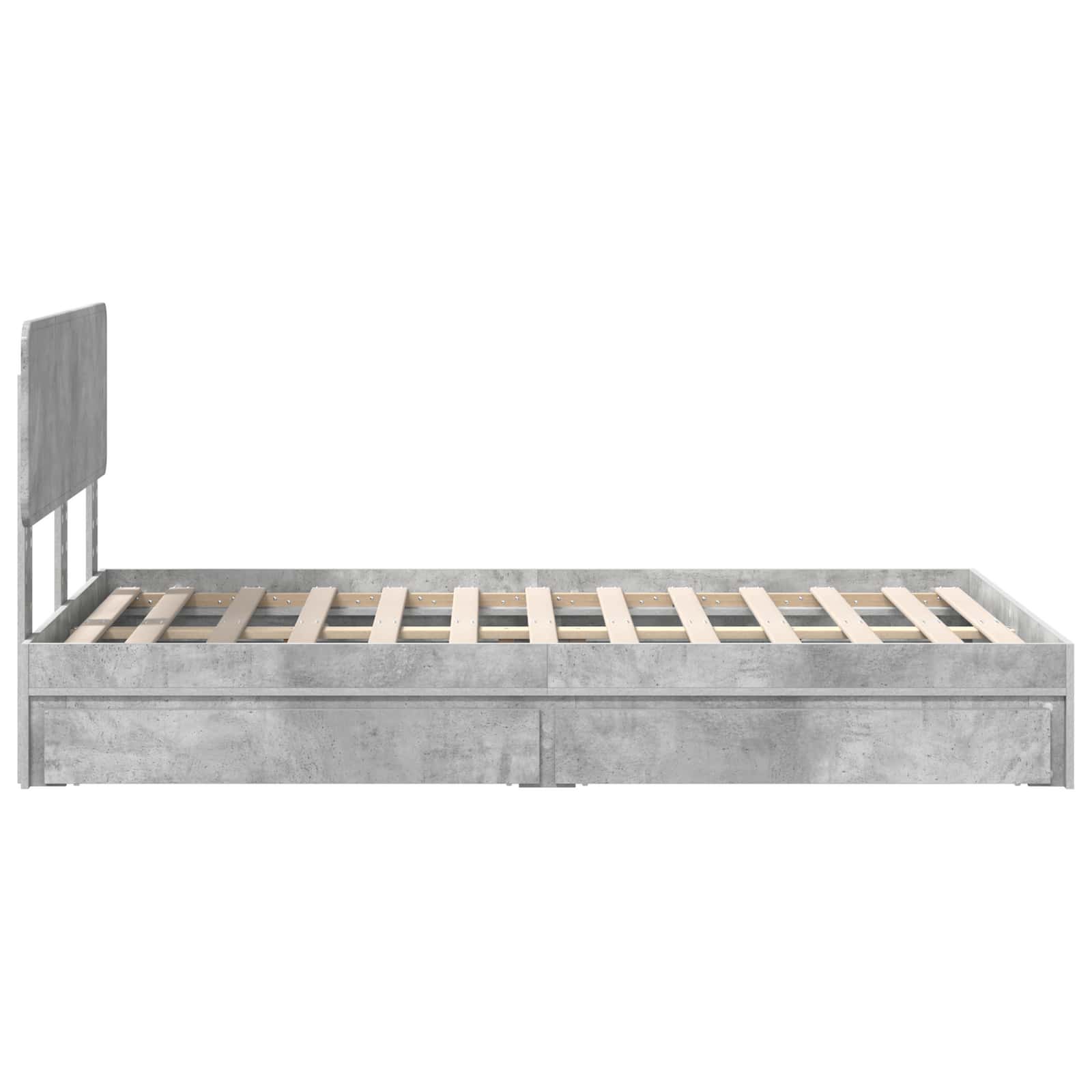 Krevet s od storage s uzglavljem Betonski sivi 135 x 190 cm