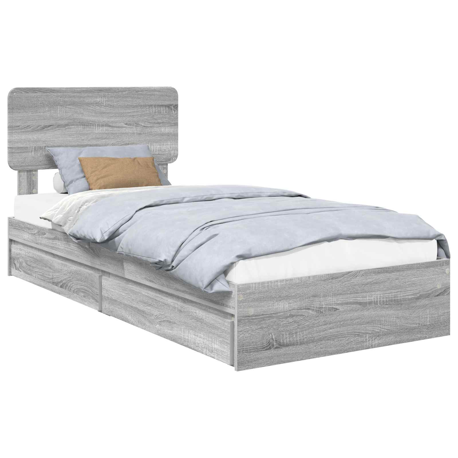 Krevet s od storage Siva Sonoma 100 x 200 cm Konstruirano drvo