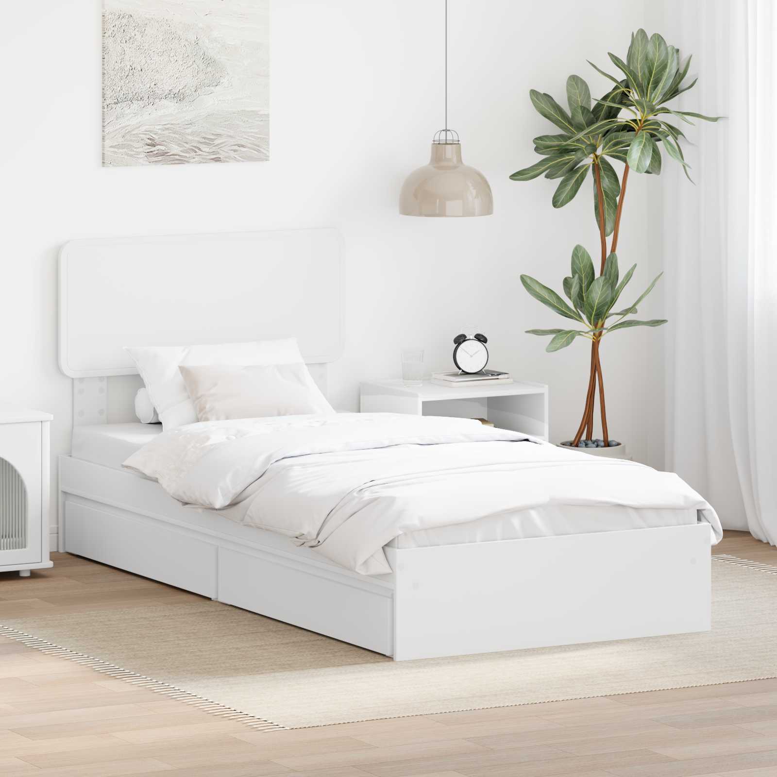 Krevet s od storage Bijelo 90 x 200 cm Konstruirano drvo